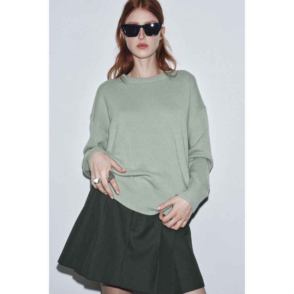 Zara 100% Cashmere Oversized Sweater Sea Green Size L